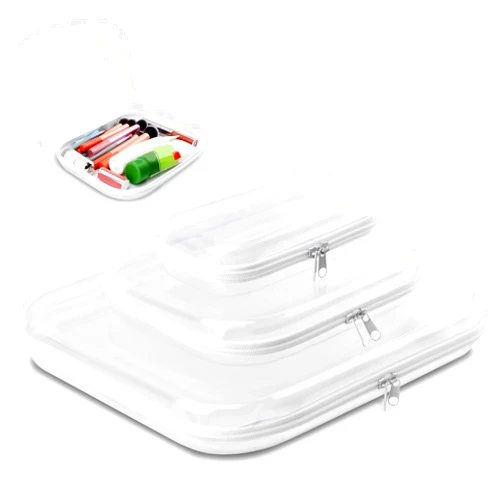 TLPCRKI 3 Pack Clear Hard Shell Zipper Case, Double Zippered Hard Pouch, Zippered Transparent Cases for Snacks, Travel Toiletry Bag for Small Items, Cosmetics, Building Blocks, Puzzles