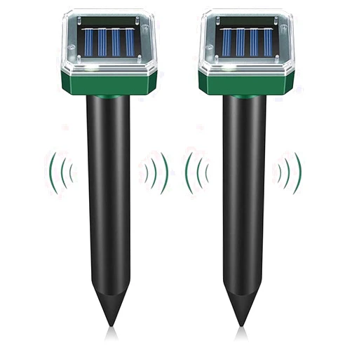 Fire Tracks Limited (2-Pack) Gopher Repellent Ultrasonic Solar Powered - Easy to Use Solar Mole Repellent Ultrasonic with an Auger Drill Bit - IP65 Waterproof Sonic Repeller Stakes for Groundhog, Vole, Snake, etc