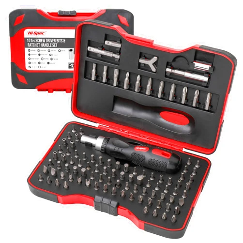 Hi-Spec 101pc Multi Bits Screwdriver & Ratcheting Handle Tool Set Kit. Complete 1/4” Hex Screwdriving with Tamper Proof Security Driver Bits