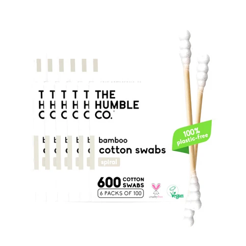 The Humble Co. The Humble Co Bamboo Cotton Swabs with Spiral Design, 600 Count - Cotton Buds for Ears, Makeup, Baby Care & Cleaning - Personal Hygiene Essentials & Toiletries - Daily Products for Travel & Home