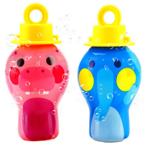 Uncle Bubble No-Spill Bubble Tumbler for Babies Toddlers and Kids | Includes Super Small Bubble Solution and Bubble Wand(Pack of 2-Elephant & Hippo)