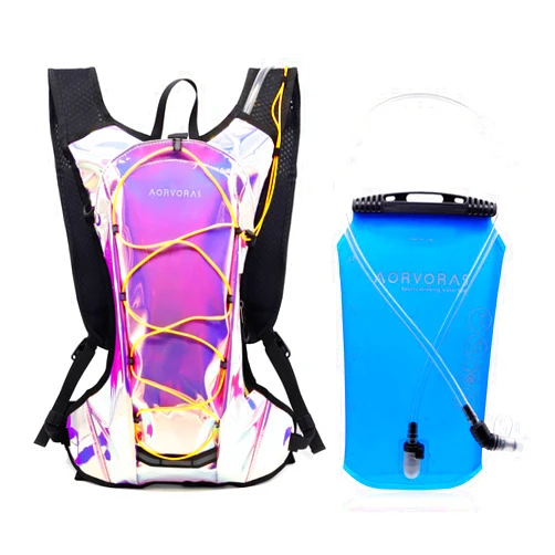 Aorvoras Hydration Backpack, 2L Led Hydration Pack, Luminous Festival Rave Hydration Pack, Water Backpack with 2L Hydration Bladder, for Men & Women, Suitable for Hiking, Biking, Climbing, Running, Outdoors