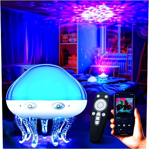 OSORD Galaxy Projector Ocean Light Projector - Jellyfish Ocean Wave Ceiling Projector and Night Light with White Noise 3 in 1 Aurora Light Projector with Remote for Bedroom Party Home Room Decor