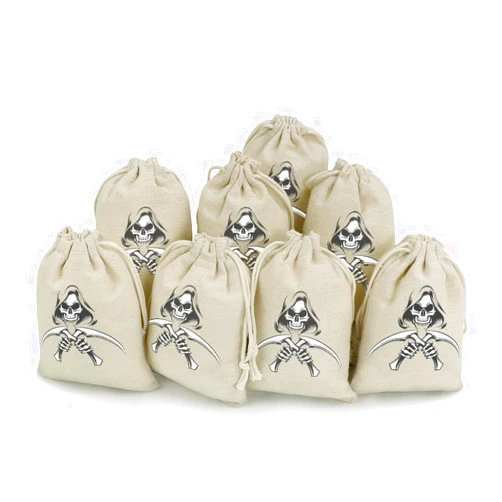 Zenladen7 Death Grim Reaper 8 Pcs Small Drawstring Bags Reusable Jewelry Burlap Party Favor Bag Pouch 4.9 X 6.7 Inch