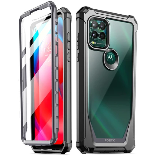 Poetic Guardian Series Case Designed for Moto G Stylus 5G (2021), Model # XT2131,Full-Body Hybrid Shockproof Bumper Cover with Built-in Screen Protector, Black