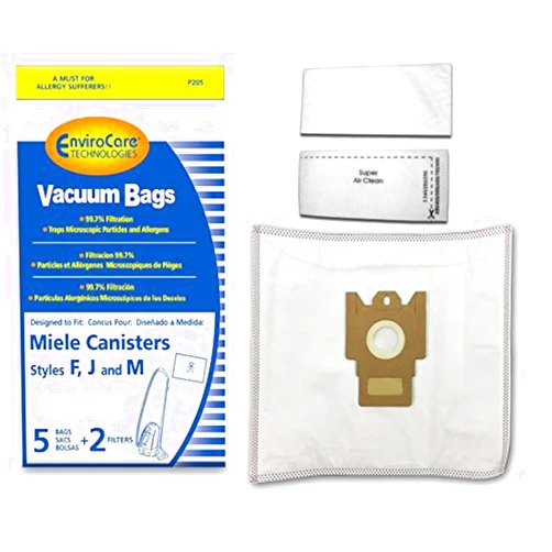 EnviroCare Replacement Micro Filtration Vacuum Cleaner Bags Designed to fit Miele Type F, J, M Canisters. 10 Bags and 4 Filters