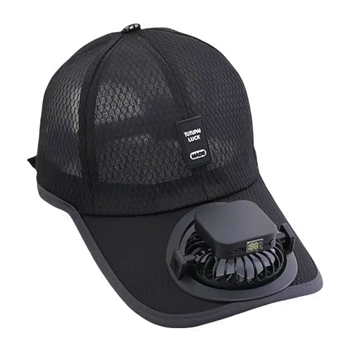 GREUS Solar & USB Charging Fan Hat, Adult Mesh Cooling Baseball Cap with Fan, Adjustable Unisex Sun Visor for Hiking Fishing Golf