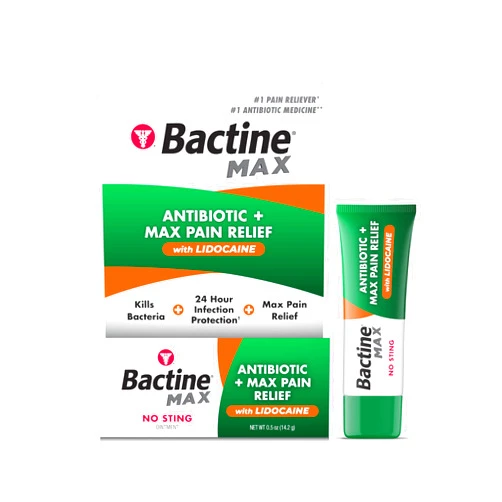 Bactine MAX Antibiotic + Pain Relieving Ointment - Antibiotic Ointment with Lidocaine - Pain + Itch Relief for Minor Cuts & Scrapes & Burns - Lidocaine Numbing Cream - 0.5oz