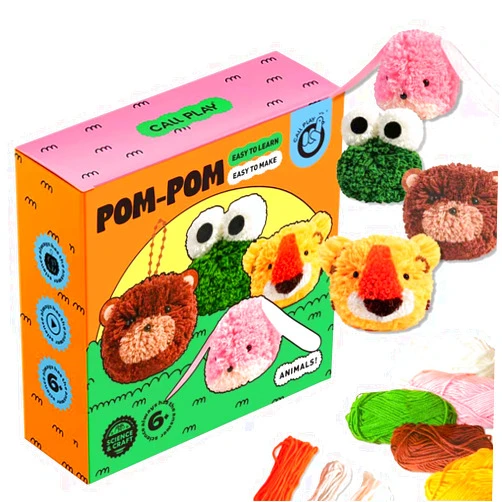 MegaJoy Pom Pom Arts & Crafts Kit for Kids, Animals Craft Kit Activity for Age 6+, DIY Plush Craft Set, Craft Supplies Gift for Little Boys & Girls