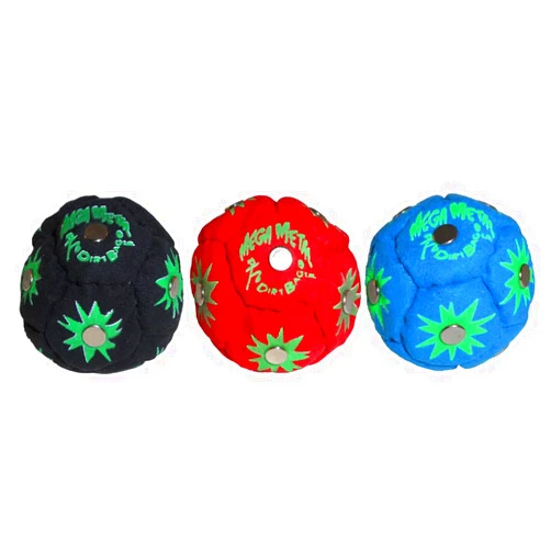 DIRTBAG Flying Clipper Mega Metal 3 Pack, Handmade Footbags, Flying Clipper Original Design, Steel Pellet Blend - Red/Blue/Black
