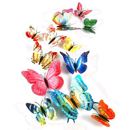 NQEUEPN 12pcs Glow in The Dark Butterfly Wall Stickers, Colorful 3D Butterfly Magnets Wall Decals Double Layer Luminous Butterfly Removable DIY Wall Art Crafts for Kids Girls Bedroom Home Room Decor