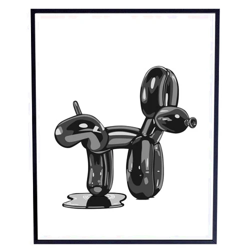 YELLOWBIRD ART & DESIGN Black and White Bathroom Artwork 11x14 - Funny Bathroom Sign - Home Bathroom Decor for Men - Trendy Aesthetic Restroom Decor - Pop Art Balloon Dog Toilet Wall Art - Y2K Modern Bathroom Fun Wall Decor