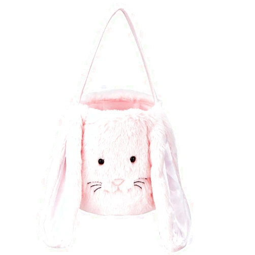 PKONEWNO Easter Egg Hunting Basket,Plush Easter Bunny Basket,Long Ear Easter Buckets,Bunny Rabbit Easter Tote Bags for Easter Decorations Candy Gifts Storage(Pink)
