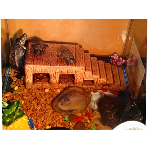 XEOGUIYA Turtle Basking Platform, Ceramic Reptile Hide Cave, Aquarium Fish House Landscape Decoration Ornaments, Rockery Decoration, Ceramic Ornaments Accessories
