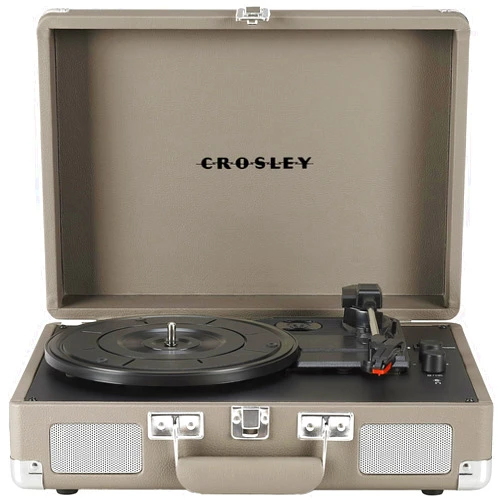 Crosley CR8005F-TE Cruiser Plus Vintage 3-Speed Bluetooth in/Out Suitcase Vinyl Record Player Turntable, Taupe