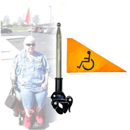CHOYTONG Elderly Wheelchairs Flag for Scooters & Rollator Safety Accessories, 4 Feet Length, Folding(Orange)