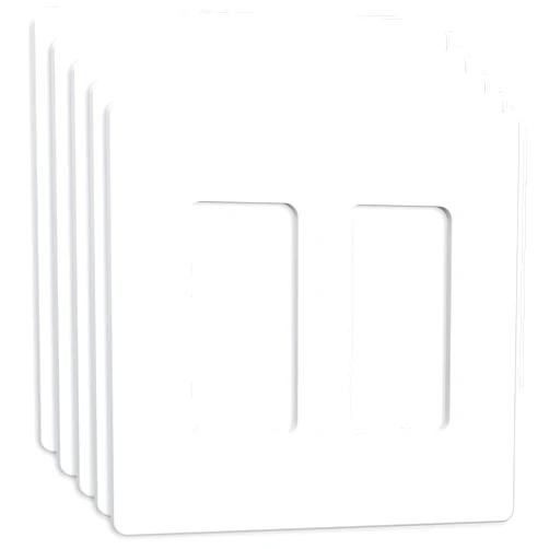 Amerisense Outlet Cover, Screwless Decorator Wall Plate, Light switch Power Plug Cover, 2-Gang Standard Size, White, 5 Pack