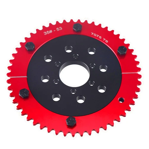 Hanyosa 7075 Aluminum Universal 35 Chain 53T Split Sprocket with Adapter for Predator 212cc 196cc 79cc Go Kart Mini Bike CT200U-EX CT200U BT200X CT100U MB200 MBX11 Motorcycle Black