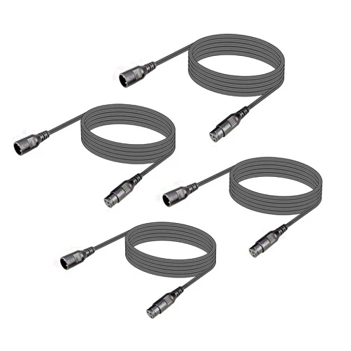 MAD OWL 4 Packs 3 Pin XLR Cables Male Female XLR Patch Cable, XLR Cable 10ft 3m DMX Wire Extension Connectors Male and Female, DMX Cable with 3 Pin Connector for Stage Lights Moving Head Light LED Par Light