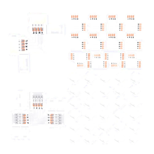Pmxary 42Pcs 4 Pin LED Strip Connectors Kit for 5050 10mm Wide RGB LED Strip Light, Includes 8 L-Shaped, 4 T-Shaped, and 30 Solderless LED Light Connectors Clips, Easy for DIY Lighting Projects