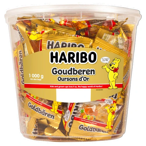 Haribo Gold Bears / Goldbären, 100 Mini Bags, 980g Tub