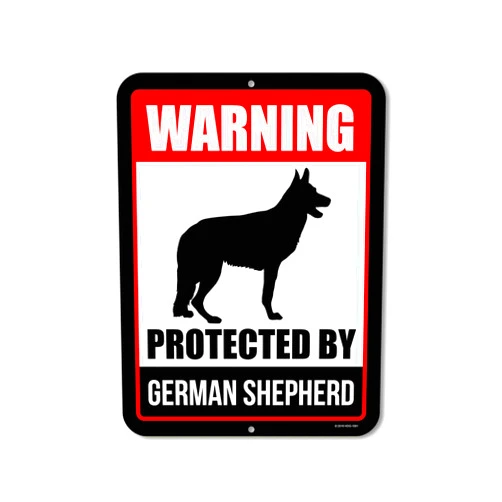 Honey Dew Gifts, Warning Protected By German Shepherd, Beware of Dog Metal Aluminum Sign, Yard Sign, 9 Inch by 12 Inch, HDG-1061