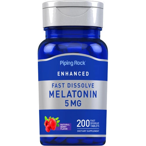 Piping Rock Melatonin 5mg | 200 Tablets | Fast Dissolve Pills | Berry Flavor | Vegetarian, Non-GMO, Gluten Free Supplement