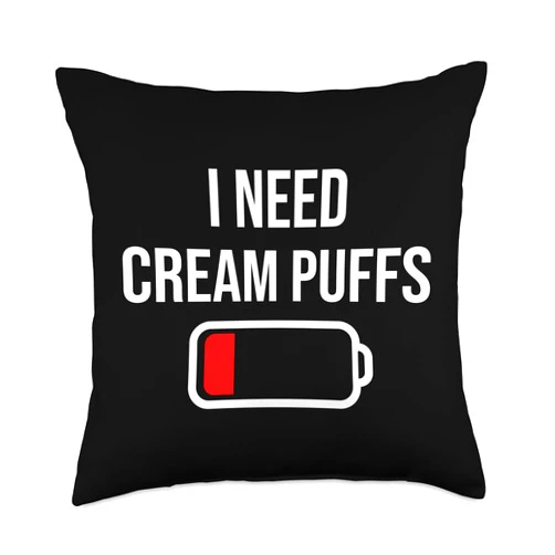 Funny Drink And Food Lover Clothing Gift Men Women I Need Eat Cooking Funny Food Cream Puffs Throw Pillow, 18x18, Multicolor