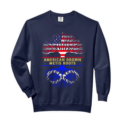 Metis Roots American Grown Gifts Apparel Co. American Grown Metis Roots USA Tree Flag Comfort Colors Adult Sweatshirt