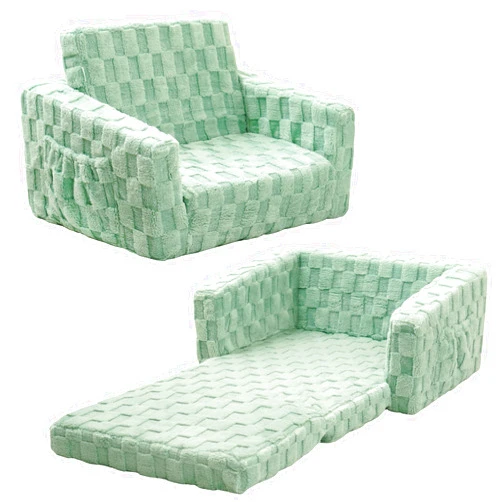 MallSingel Kids Sofa, Toddler Chair, 2-in-1 Flannel Kids Fold Out Couch, Toddler Convertible Sofa to Lounger, Flip Open Toddler Couch for Kids(Green)