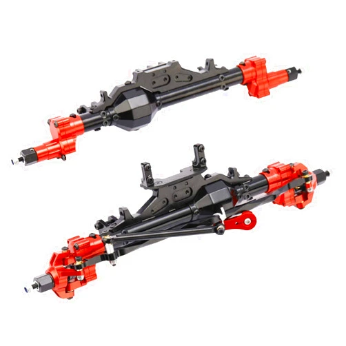 RZXYL Latest Model Aluminum Portal Front and Rear Axle for 1/10 Axial Wraith 90018 90048 90053 90018 90020 90045 90056 RR10 RC Model Crawler Car (Black with Red)