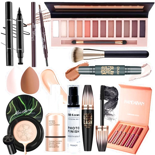 YBUETE Makeup Set, Makeup Set Kit for Women, Makeup Present for Women Teens, Eyeshadow Foundation CC Cream Face Primer Counter stick, Brush Sponges Lipstick Set Eyebrow Pencil Mascara Eyeliner