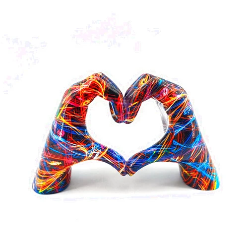 JE ROU Gold Decoration Living Room Bedroom Bookshelf Coffee Table, Heart Shaped Hand Statue Stand Decoration, Love Finger Aesthetic Bohemian Wedding Decoration Sculpture Home Decoration Stand (Color)
