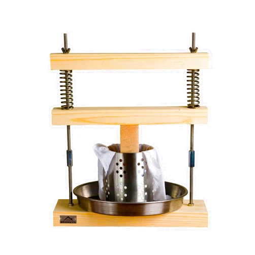 BOONEVE Wooden Unique Cheese and Tofu Making Press, Oil and Juicer, Solid Wood and Steel Spring Mechanism, upto 210 lb of Pressure, Tincture Forming Mold