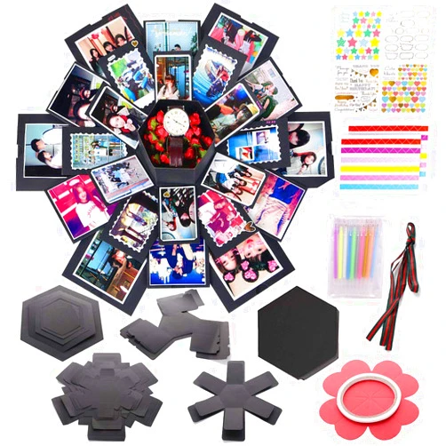Koogel Explosion Gift Box, DIY Explosion Box with 6 Faces, Photo Box Gift Set with Scrapbooking Accessories Creative Photo Album customized gifts for Anniversary, Wedding