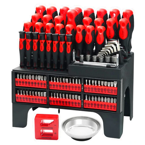 BEHAPPY 118PCS Magnetic Screwdriver Set, Screwdriver Set with Plastic Racking, Precision, Slotted, Phillips, Hex, Pozidriv, Torx Screwdriver Set and Magnetizer Demagnetizer DIY Tools for Tools Gift