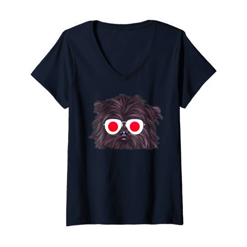 Affenpinschers Owner Gift Womens Affenpinscher Dog Japan Flag Sunglasses V-Neck T-Shirt