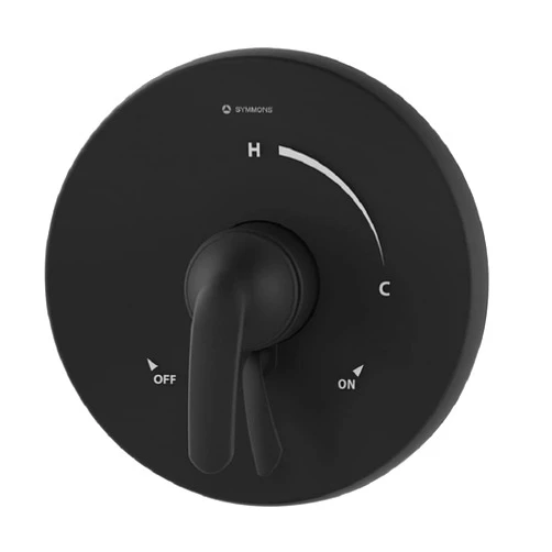 Symmons Elm Single Handle Shower Valve Trim Kit in Matte Black (Valve Not Included)