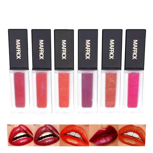 LuckNest 6Pcs Glitter Lipstick Makeup Set, Matte to Glitter Liquid Long-Lasting Wear Non-Stick Cup Not Fade Waterproof Lip Gloss, Moisturizing Creamy Formula Waterproof Lip Makeup for Women