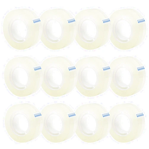 OWLKELA 12 Rolls Transparent Tape Refills, Clear Tape, All-Purpose Transparent Glossy Tape for Office, Home, School