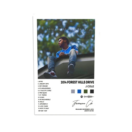DIDIDO J Poster Cole 2014 Forest Hills Drive Album Cover Canvas Posters for Room Aesthetic Gift Unframe:12x18inch(30x45cm)