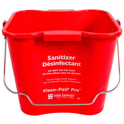 San Jamar Kleen-Pail Pro Sanitizer Pail Cleaning Bucket with Bail Handle for Cleaning, Kitchens, Restaurants, And Janitorial Use, Plastic, 6 Quarts, Red