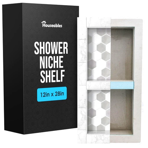 Houseables Shower Niche, Shower Niche Insert Tile Ready, Niche For Shower Wall, 12x28 (13x29), Shower Insert, Bathroom Niche, Recessed Shower Shelf, Shower Wall Niche, Tile Niche, Shower Shelf Insert, Two Shelf