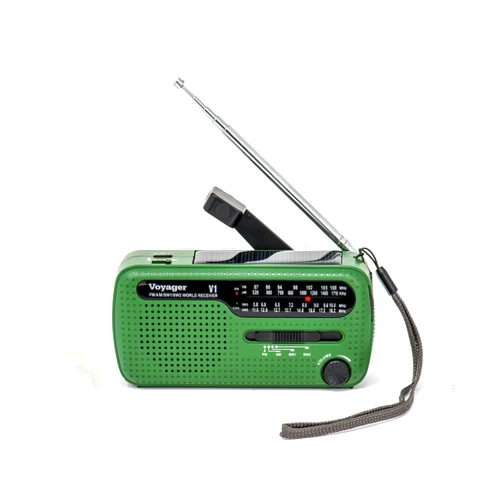 Kaito V1 Voyager Solar/Dynamo AM/FM/SW Emergency Radio with Cell Phone Charger and 3-LED Flashlight, Green