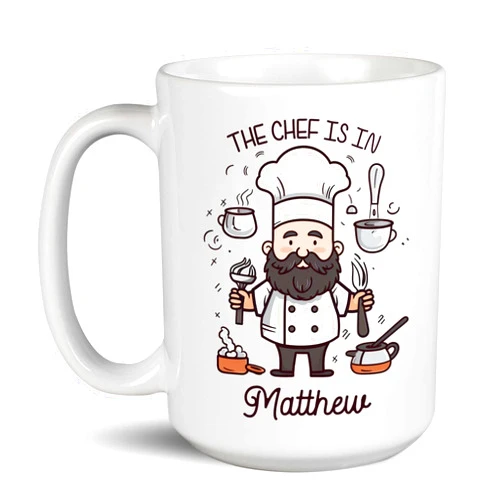ELPSTORE Funny Cup Gifts For Cook Men, Master Chef Mug, Customized Culinary Passion Cup, Mug Gift For Coworkers, Novelty Travel Mug For Cooks, Personalized Name The Chef Is In Cup
