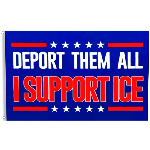 JOLCAHEU Deport Them All Illegals Flag I Support Ice Flag 2x3FT,I Stand With Ice Flags with 2 Brass Grommets,Sturdy 100D Polyester.