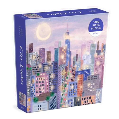 Galison City Lights 1000 Piece Puzzle in a Square Box from Galison - 1000 Piece Puzzle for Adults, Beautiful Illustrations from Joy Laforme, Thick and Sturdy Pieces, Idea
