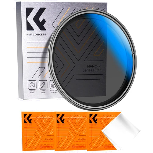 K&F Concept 58mm Variable ND2-32 Lens Filter (1-5 Stops) Variable Neutral Density Lens Filter No X Cross with 18 Multi-Layer Coatings for Camera Lens (K- Series)