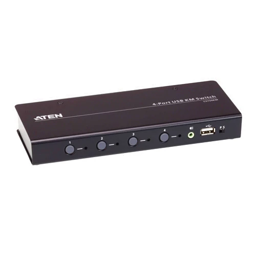 ATEN CS724KM 4 Port USB KM Switch (Cables Included) Boundless Switching Support Extended Desktops 4 Monitors per pc up to 8 pc Daisy Chained