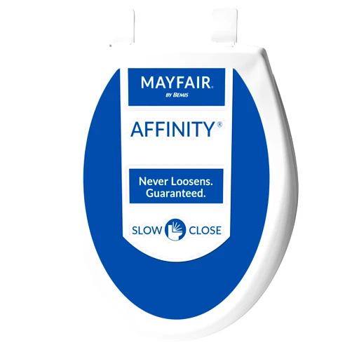 MAYFAIR 887SLOW 000 Affinity Slow Close Removable Plastic Toilet Seat that will Never Loosen, Providing the Perfect Fit, ROUND, Long Lasting Solid Plastic, White